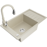 Mexen Elias 1-Kammer Granitspüle mit Abtropffläche und Küchenarmatur Savita, beige - 6511-69-672601-69