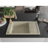 Mexen Elias Granitspüle einbecken mit Abtropffläche und Küchenarmatur Savita, beige - 6511-69-672601-50