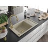 Mexen Elias Granitspüle einbecken mit Abtropffläche und Küchenarmatur Savita, beige - 6511-69-672601-50