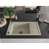 Mexen Elias Granitspüle 1-Becken mit Abtropffläche und Küchenarmatur Savita, beige - 6511-69-672601-70