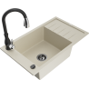 Mexen Elias Granitspüle 1-Becken mit Abtropffläche und Küchenarmatur Savita, beige - 6511-69-672601-70