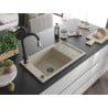 Mexen Elias Granitspüle 1-Becken mit Abtropffläche und Küchenarmatur Savita, beige - 6511-69-672601-70