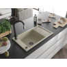 Mexen Elias Granitspüle 1-beckig mit Abtropffläche und Küchenarmatur Savita, beige - 6511-69-672601-70