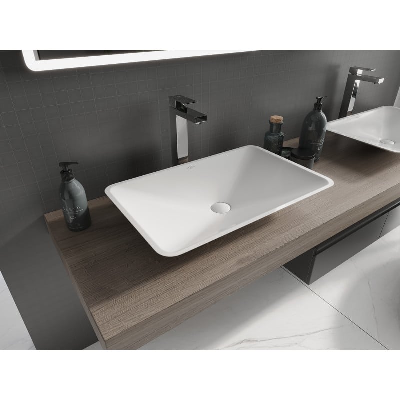Mexen Esper Aufsatzwaschbecken aus Konglomerat 60 x 38 cm, weiß - 23036001