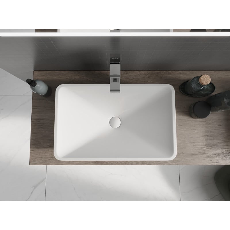 Mexen Esper Aufsatzwaschbecken aus Konglomerat 60 x 38 cm, weiß - 23036001