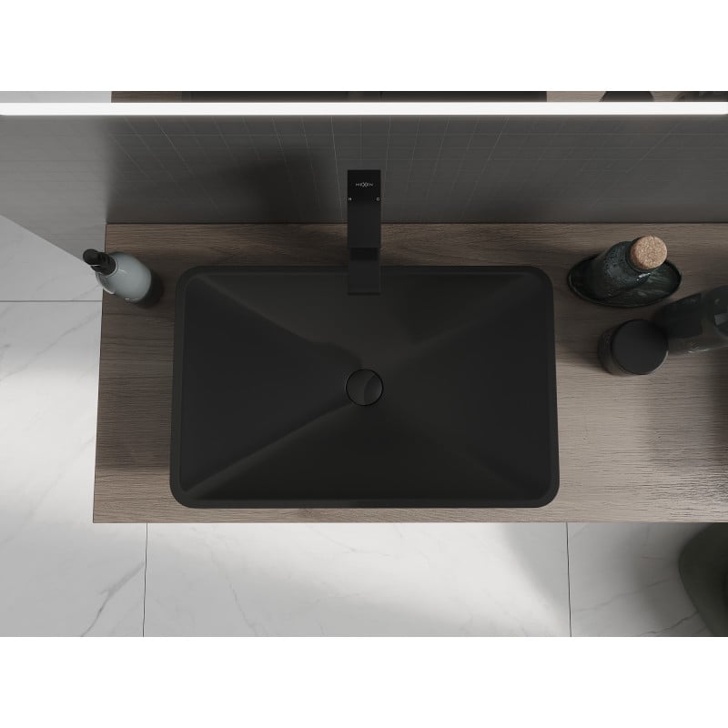 Mexen Esper Aufsatzwaschbecken aus Konglomerat 60 x 38 cm, schwarz - 23036071