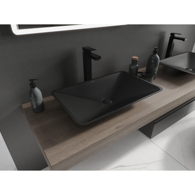Mexen Esper Aufsatzwaschbecken aus Konglomerat 60 x 38 cm, schwarz - 23036071