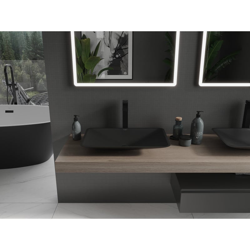 Mexen Esper Aufsatzwaschbecken aus Konglomerat 60 x 38 cm, schwarz - 23036071