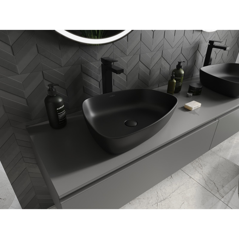 Mexen Ono Aufsatzwaschbecken aus Konglomerat 51 x 39 cm, schwarz - 23045171