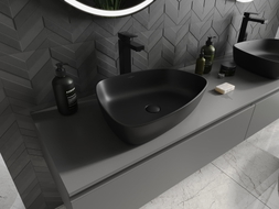 Mexen Ono Aufsatzwaschbecken aus Konglomerat 51 x 39 cm, schwarz - 23045171