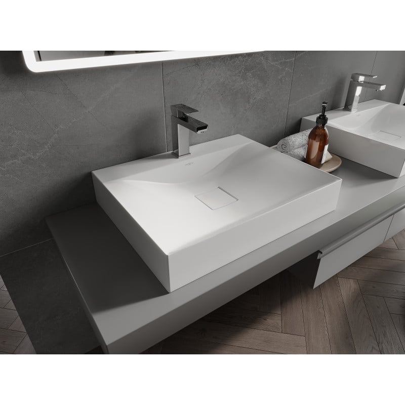 Mexen Poli Aufsatzwaschbecken aus Konglomerat 1/O 60 x 48 cm, weiß - 23026001