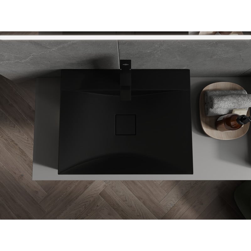 Mexen Poli Aufsatzwaschbecken aus Konglomerat 1/O 60 x 48 cm, schwarz - 23026071