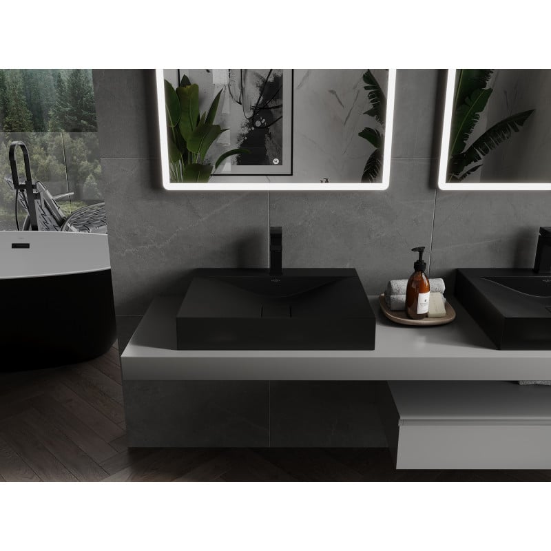Mexen Poli Aufsatzwaschbecken aus Konglomerat 1/O 60 x 48 cm, schwarz - 23026071