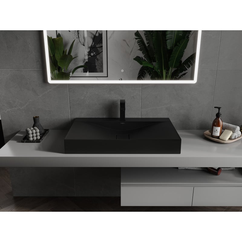 Mexen Poli Aufsatzwaschbecken aus Konglomerat 1/O 80 x 48 cm, schwarz - 23028071