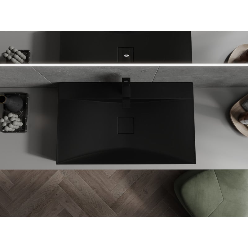 Mexen Poli Aufsatzwaschbecken aus Konglomerat 1/O 80 x 48 cm, schwarz - 23028071