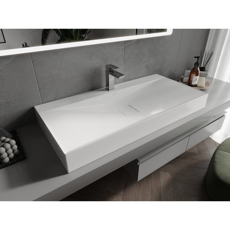 Mexen Poli Aufsatzwaschbecken aus Konglomerat 1/O 100 x 48 cm, weiß - 23021001