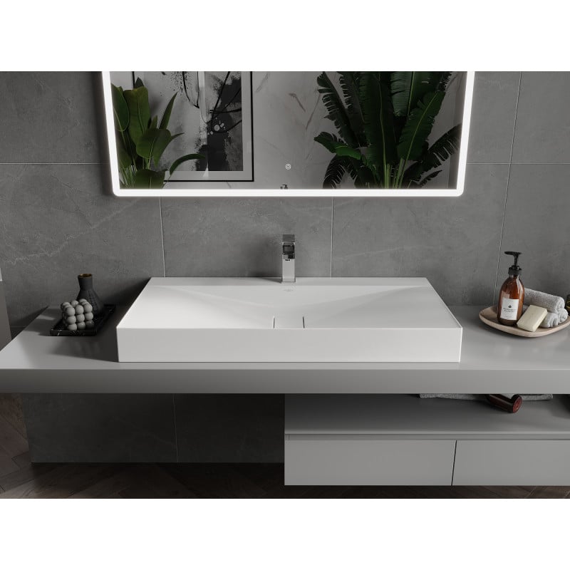 Mexen Poli Aufsatzwaschbecken aus Konglomerat 1/O 100 x 48 cm, weiß - 23021001