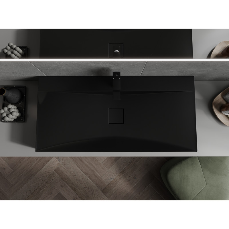 Mexen Poli Aufsatzwaschbecken aus Konglomerat 1/O 100 x 48 cm, schwarz - 23021071