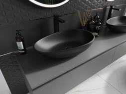 Mexen Nora Aufsatzwaschbecken aus Konglomerat 60 x 36 cm, schwarz - 23056071