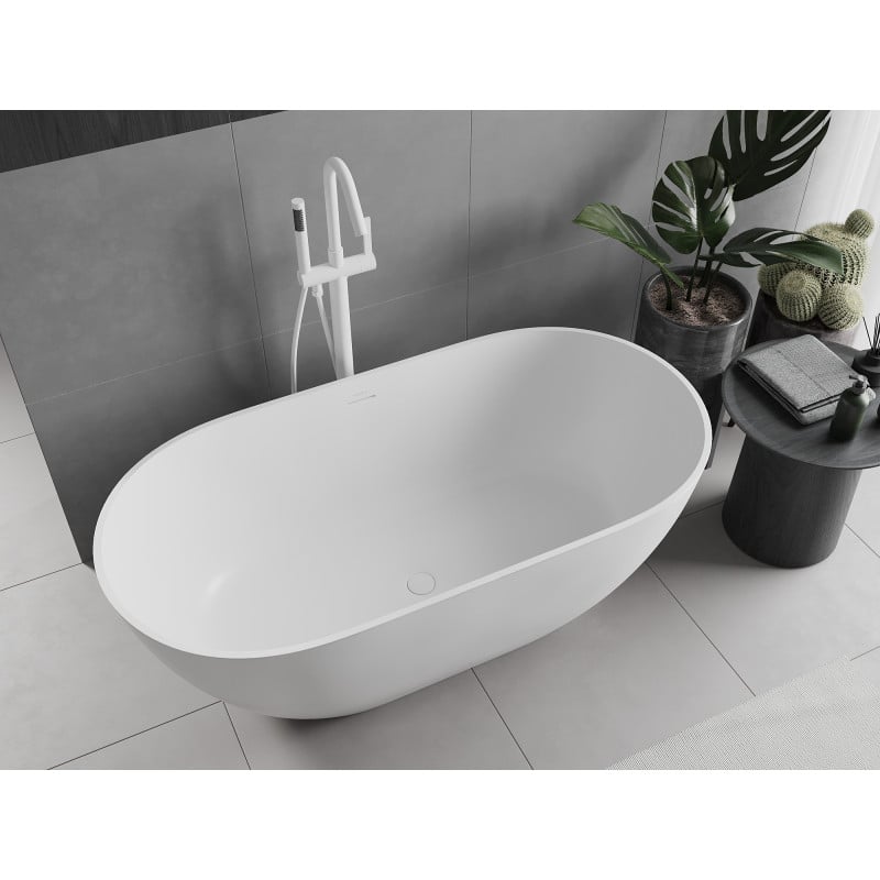 Mexen Rimini freistehende Badewanne aus Konglomerat 150 x 75 cm, weiß matt - 57241507500