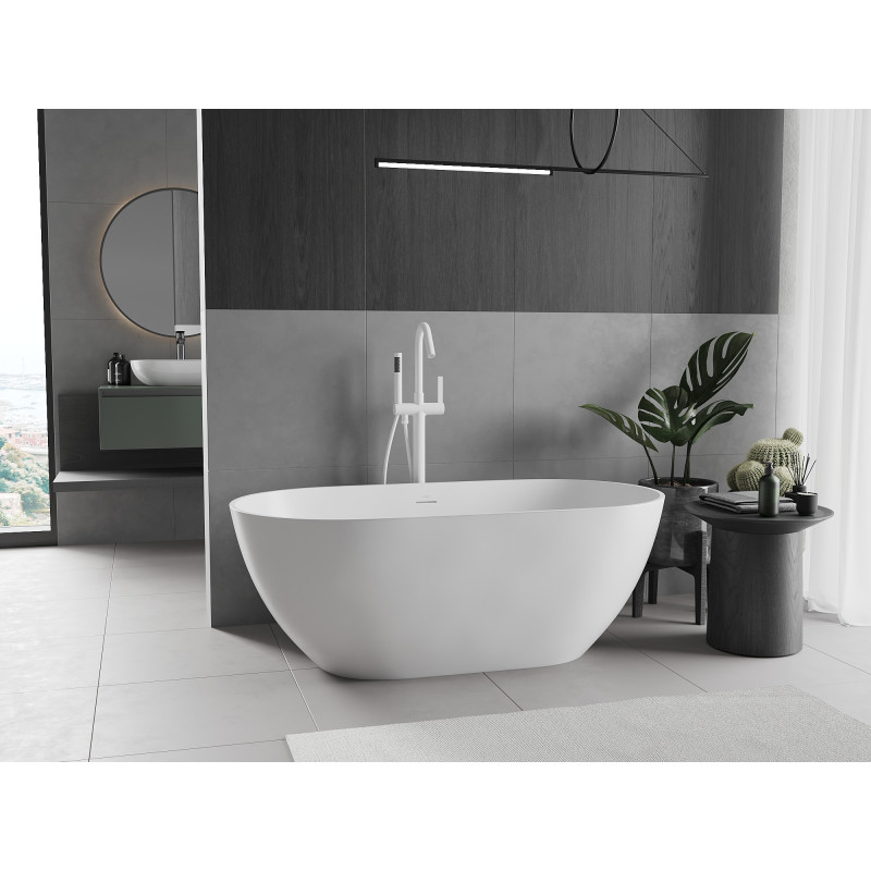 Mexen Rimini freistehende Badewanne aus Konglomerat 150 x 75 cm, weiß matt - 57241507500