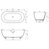 Mexen Rimini freistehende Badewanne aus Konglomerat 150 x 75 cm, weiß matt - 57241507500