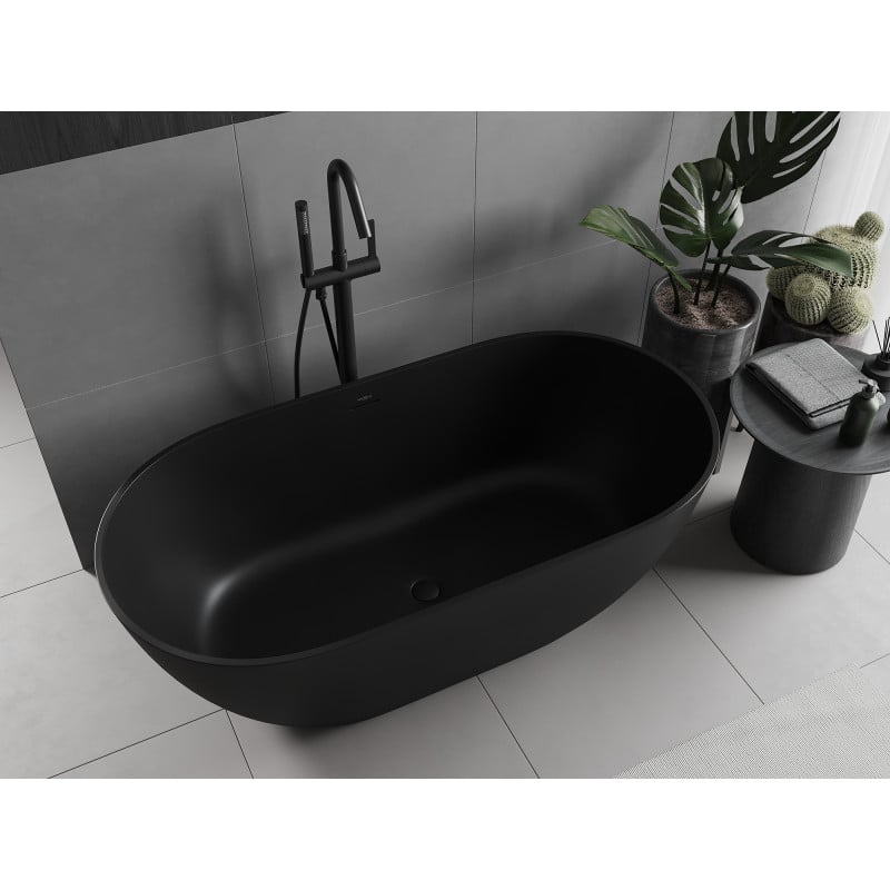 Mexen Rimini freistehende Badewanne aus Konglomerat 150 x 75 cm, schwarz matt - 57241507570