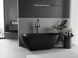 Mexen Rimini freistehende Badewanne aus Konglomerat 150 x 75 cm, schwarz matt - 57241507570