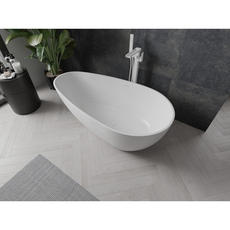 Mexen Palermo freistehende Badewanne aus Konglomerat 150 x 78 cm, weiße Matt - 57211507800