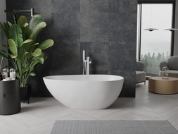 Mexen Palermo freistehende Wanne aus Konglomerat 150 x 78 cm, weiß matt - 57211507800