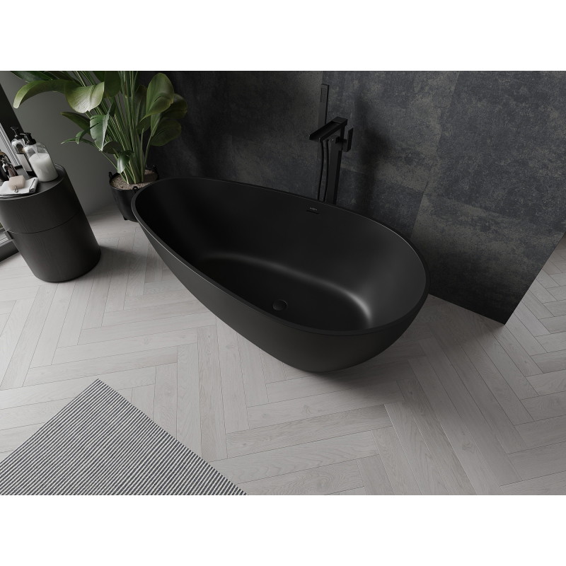 Mexen Palermo freistehende Wanne aus Konglomerat 150 x 78 cm, schwarzmatt - 57211507870