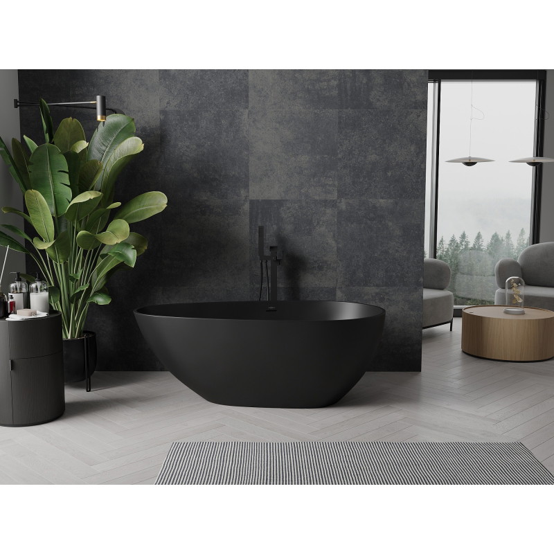 Mexen Palermo freistehende Wanne aus Konglomerat 150 x 78 cm, schwarzmatt - 57211507870