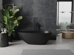 Mexen Palermo freistehende Wanne aus Konglomerat 150 x 78 cm, schwarzmatt - 57211507870