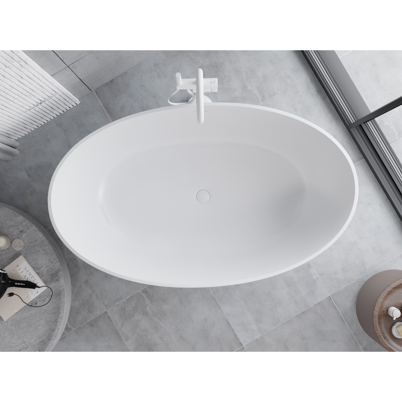 Mexen Parma freistehende Badewanne aus Konglomerat 160 x 95 cm, weiß matt - 57231609500
