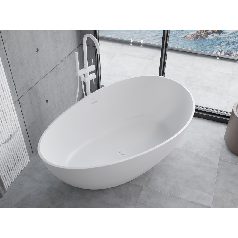 Mexen Parma freistehende Badewanne aus Konglomerat 160 x 95 cm, weiß matt - 57231609500