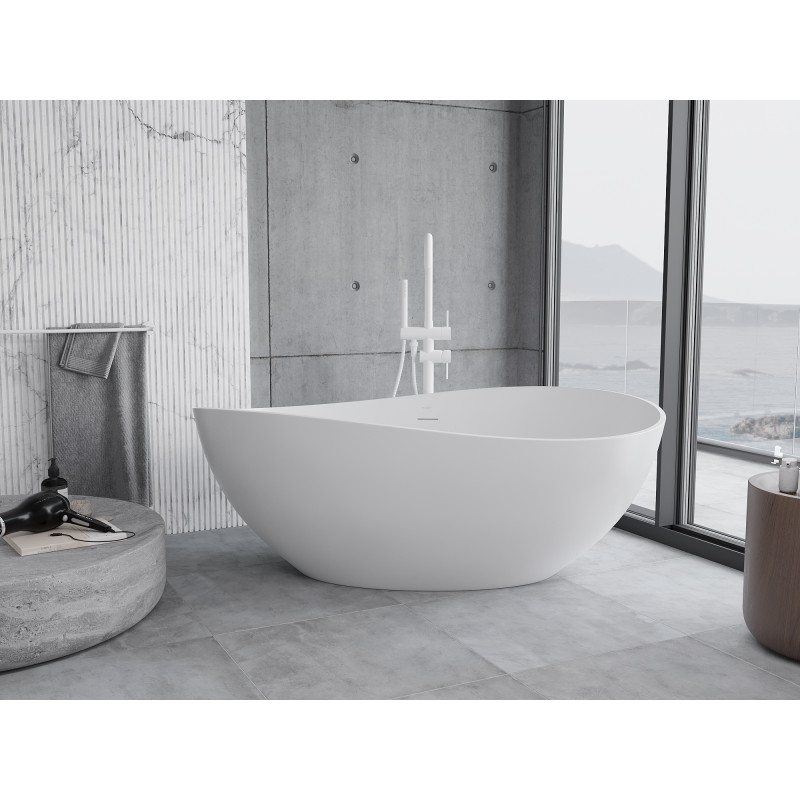 Mexen Parma freistehende Badewanne aus Konglomerat 160 x 95 cm, weiß matt - 57231609500