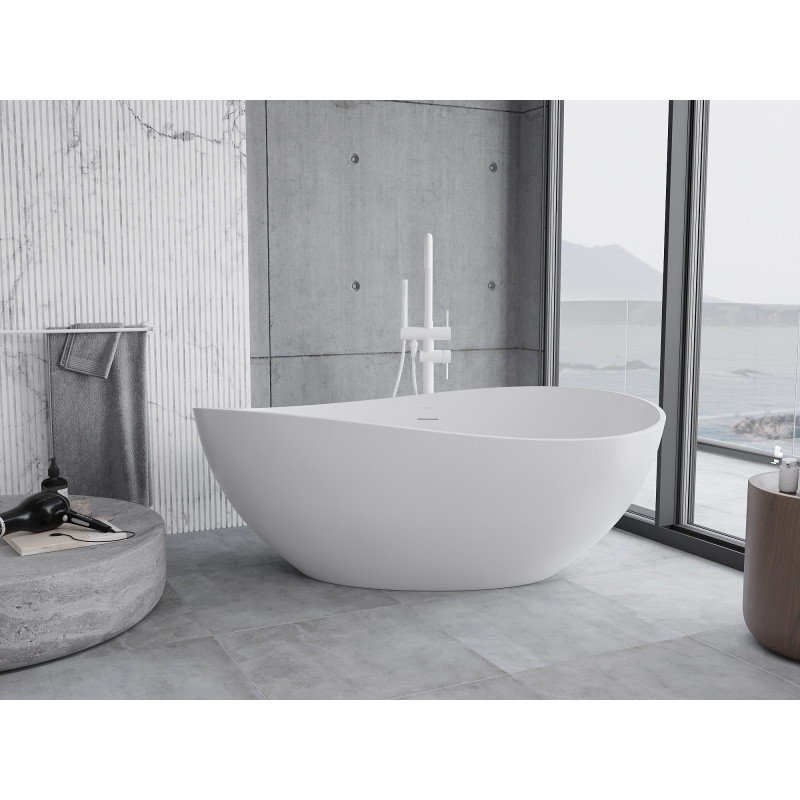 Mexen Parma freistehende Wanne aus Konglomerat 160 x 95 cm, weiß matt - 57231609500