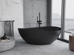Mexen Parma freistehende Badewanne aus Konglomerat 160 x 95 cm, schwarz matt - 57231609570