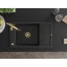 Mexen Elias Granitspüle 1-Becken mit Abtropffläche und Küchenarmatur Savita, schwarz/silber metallic- 6511-73-672601-50