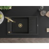 Mexen Elias Granitspüle ein Becken mit Abtropffläche und Küchenarmatur Savita, schwarz/silber metallic - 6511-73-672601-50