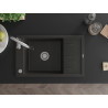 Mexen Elias Granitspüle 1-Becken mit Abtropffläche und Küchenarmatur Savita, schwarz/goldenes Metallic- 6511-75-672601-00