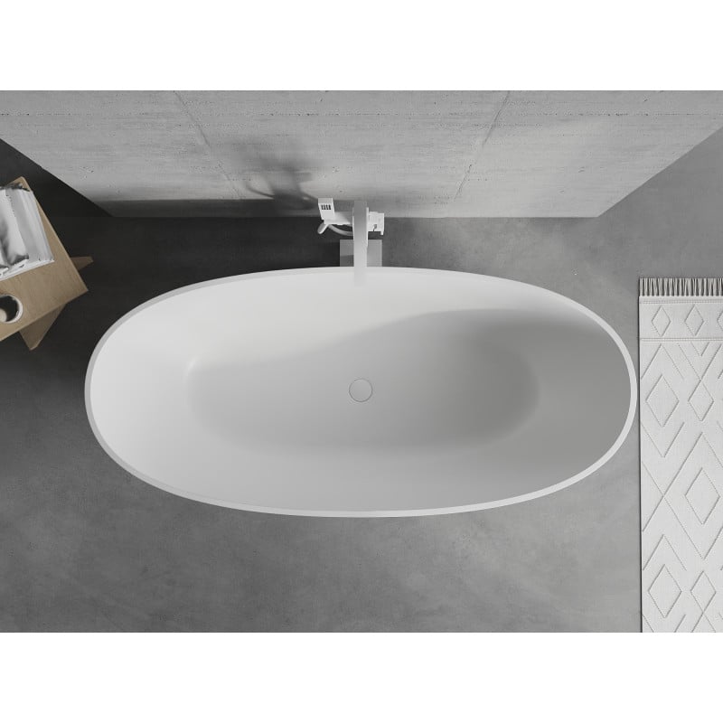 Mexen Bari freistehende Badewanne aus Konglomerat 165 x 75 cm, weiß matt - 57221657500
