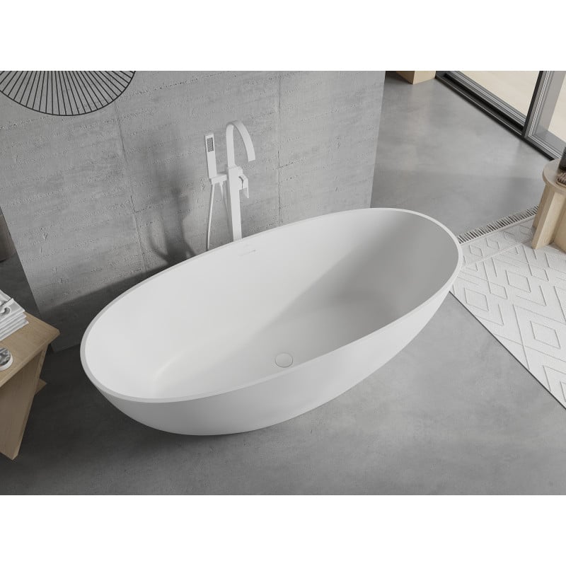 Mexen Bari freistehende Badewanne aus Konglomerat 165 x 75 cm, weiß matt - 57221657500