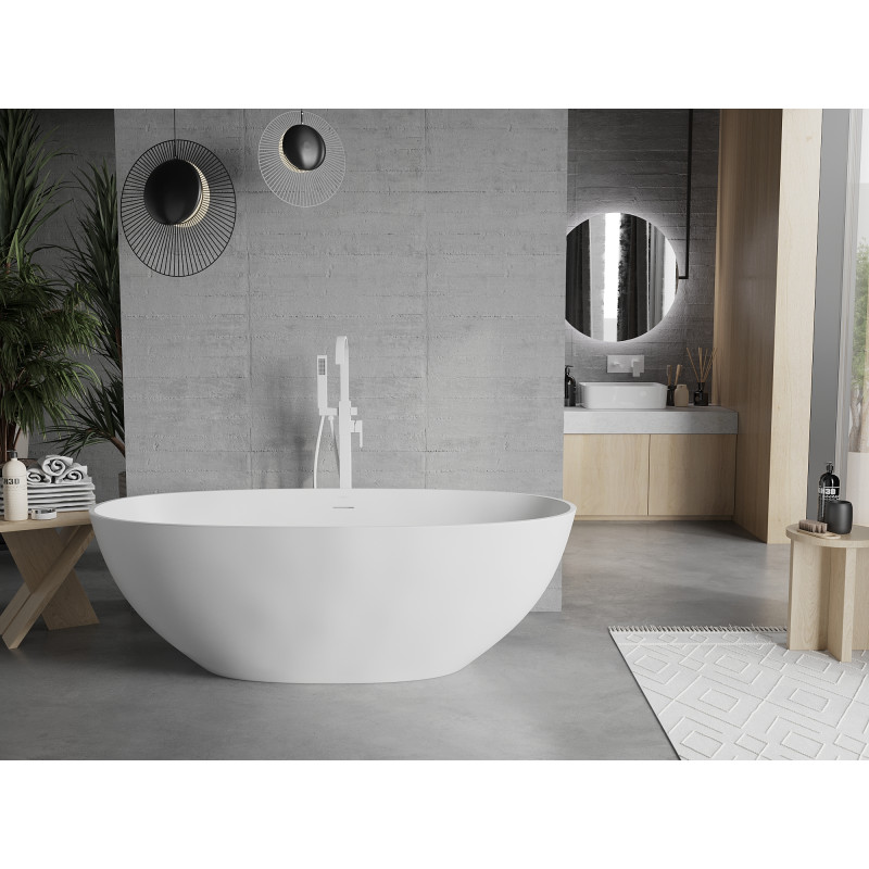 Mexen Bari freistehende Badewanne aus Konglomerat 165 x 75 cm, weiß matt - 57221657500