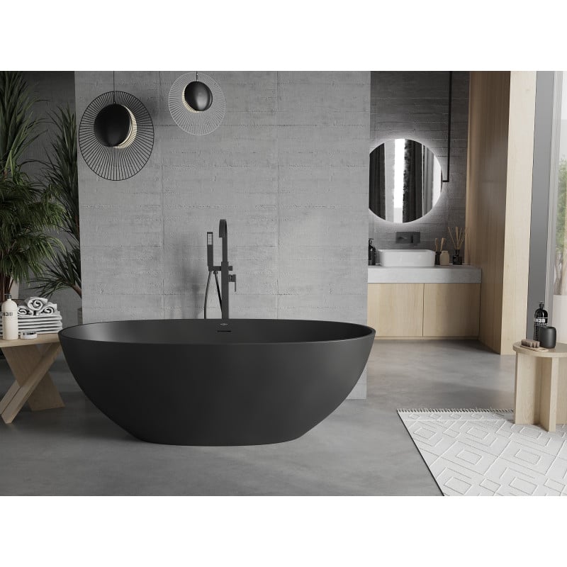 Mexen Bari freistehende Badewanne aus Konglomerat 165 x 75 cm, schwarz matt - 57221657570