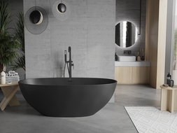 Mexen Bari freistehende Badewanne aus Konglomerat 165 x 75 cm, schwarz matt - 57221657570