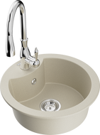 Mexen Diego Granitspüle 1-Becken mit Küchenarmatur Savita, beige - 6512-69-672601-00