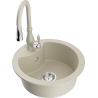 Mexen Diego Granitspüle 1-beckig mit Küchenarmatur Savita, beige - 6512-69-672601-69