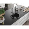 Mexen Diego 1-Kammer-GranitsSpüle mit KüchMischer Savita, Schwarz/Silber Metallic - 6512-73-672601-00
