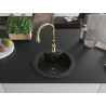 Mexen Diego Granitspüle 1-beckig mit Küchenarmatur Savita, schwarz/gold metallic - 6512-75-672601-50-B